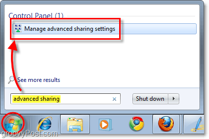 spravujte pokročilá nastavení sdílení ve Windows 7