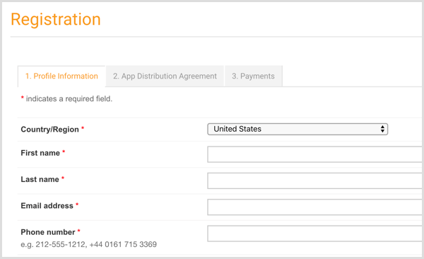 Chcete-li nastavit svůj účet vývojáře Amazon, vyplňte údaje o účtu.