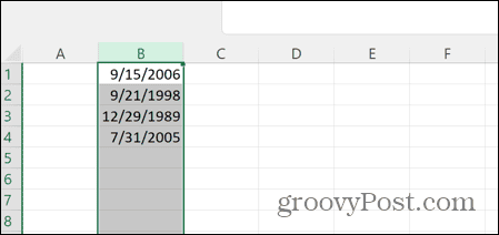 Excel převedená data