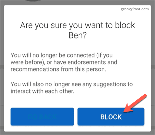 Blokování uživatele na LinkedIn