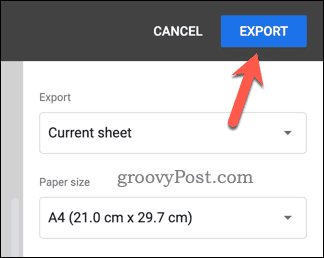 Tlačítko Exportovat Tabulky Google do PDF