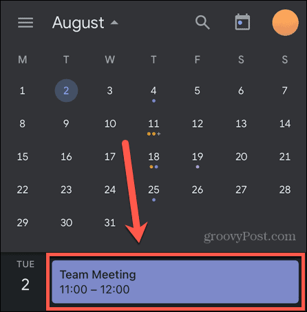 mobilní událost kalendáře google