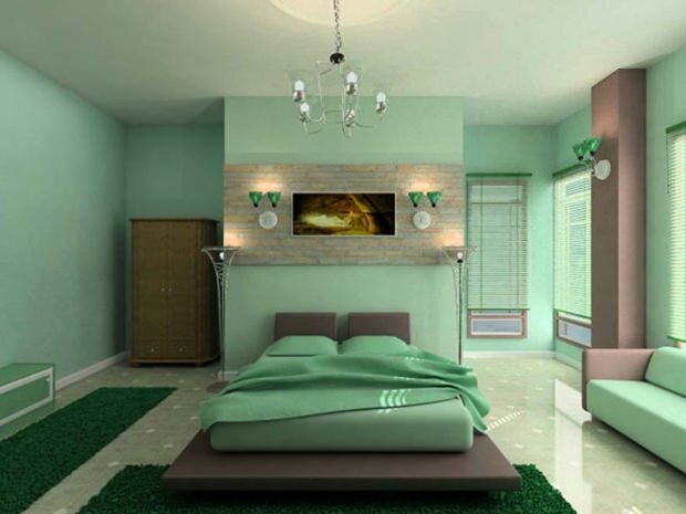 Vodní zelená ložnice