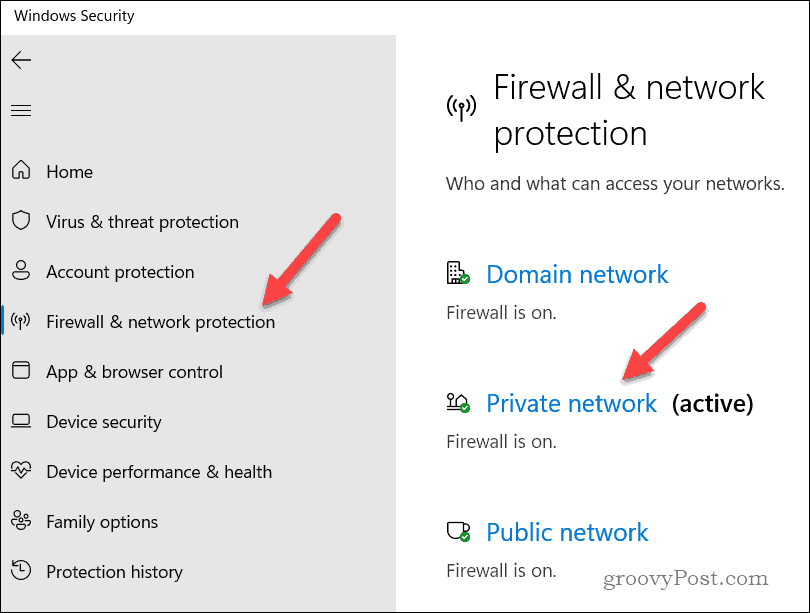 Otevřete vlastnosti brány firewall systému Windows