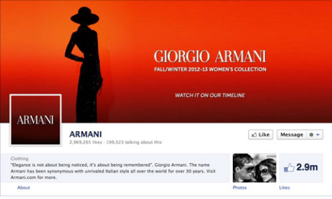 stránka Armani