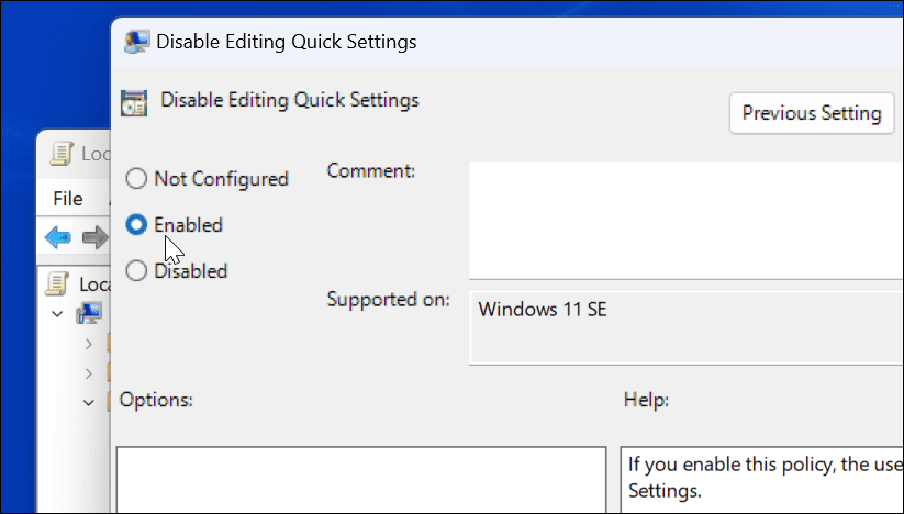 Zabránit rychlým úpravám nastavení ve Windows 11