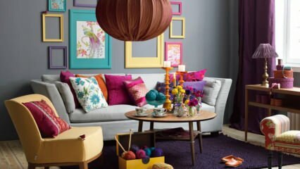 Moderní domácí dekorace návrhy s fialovou barvou