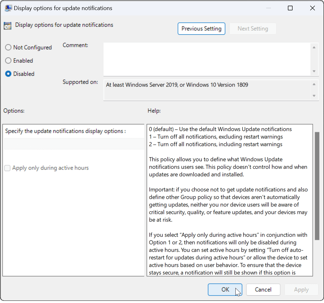 Zakažte upozornění na aktualizace v systému Windows 11