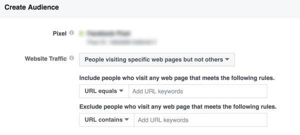 Vytvořte si na Facebooku vlastní publikum lidí, kteří navštěvují konkrétní stránky vašeho webu.