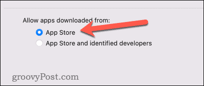 Povolit aplikace pouze z obchodu s aplikacemi pro Mac