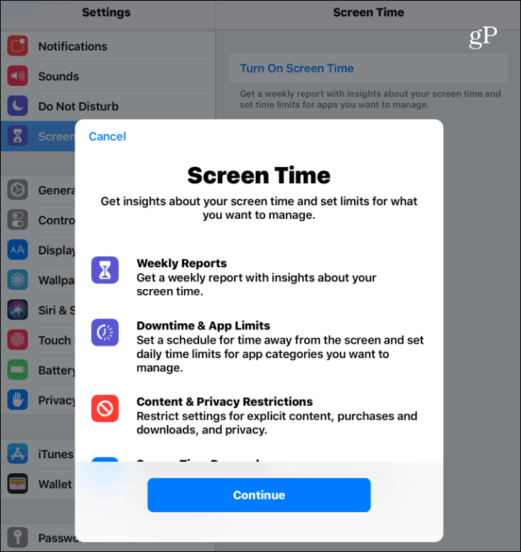Povolit čas obrazovky iOS 12