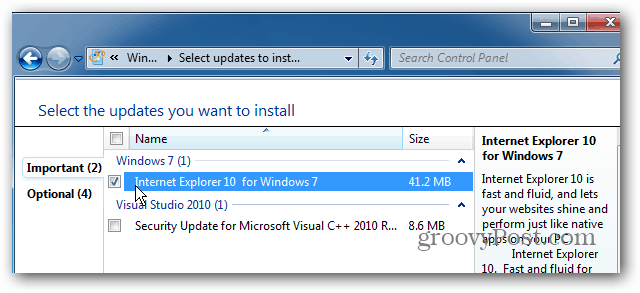 Jak se vrátit zpět k aplikaci Internet Explorer 9 z náhledu aplikace Internet Explorer 10 pro Windows 7