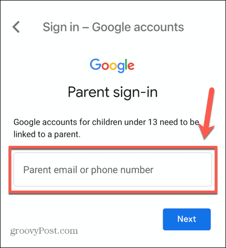 e-mail dětského účtu gmail