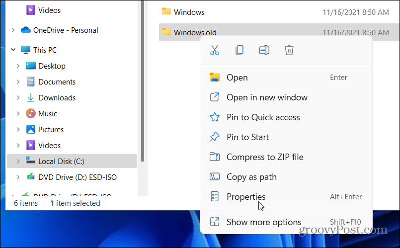  Vlastnosti staré složky Windows