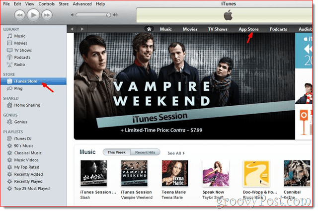 iTunes - Kliknutím na iTunes Store vytvořte účet