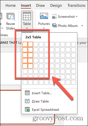 powerpoint vyberte velikost tabulky
