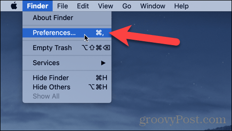 Otevřete v počítači Mac předvolby Finder
