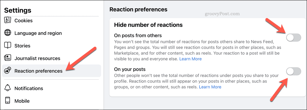 Změňte předvolby reakcí na Facebooku