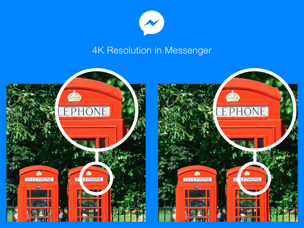 Uživatelé služby Facebook Messenger ve vybraných zemích nyní mohou odesílat a přijímat fotografie v rozlišení 4K.