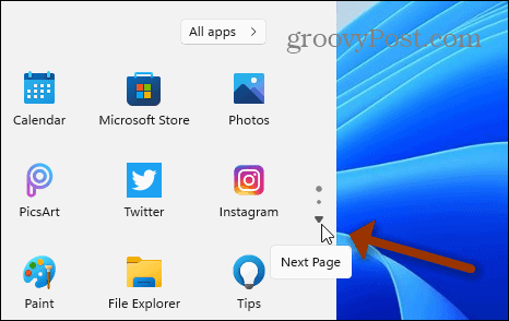 Další stránka Spusťte Windows 11