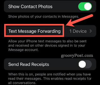 iphone přeposílání textových zpráv