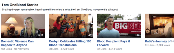 oneblood facebooková videa
