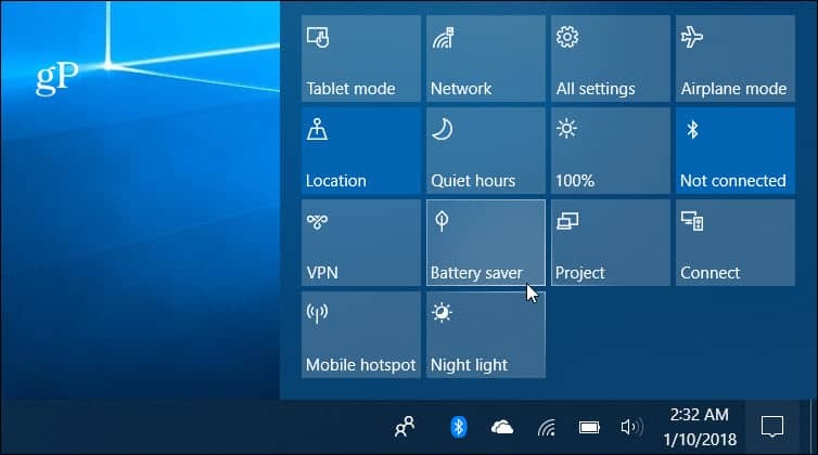 Centrum akcí pro úsporu energie v systému Windows 10