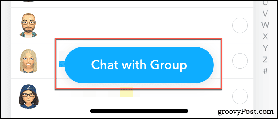 Přidání lidí do skupiny ve Snapchatu