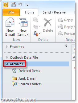 jak přistupovat k archivovaným e-mailům z aplikace Outlook 2010