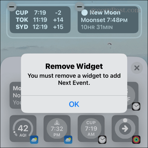 odstranit chybu widgetu