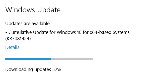 Společnost Microsoft vydává kumulativní aktualizaci systému Windows 10 (KB3081424)