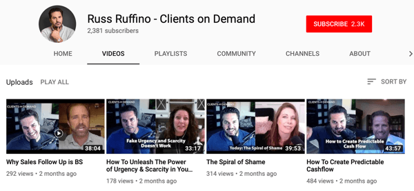 Způsoby, jak mohou podniky B2B využívat online videa, Russ Ruffino vyzkouší kanál YouTube s rozhovorovými videi
