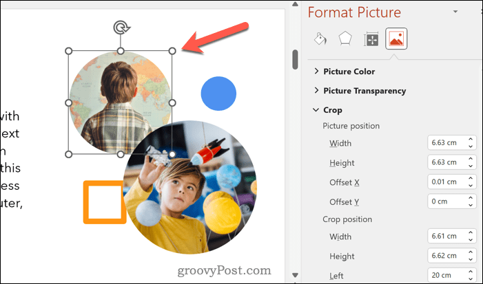 Změňte velikost obrázků Powerpoint ručně