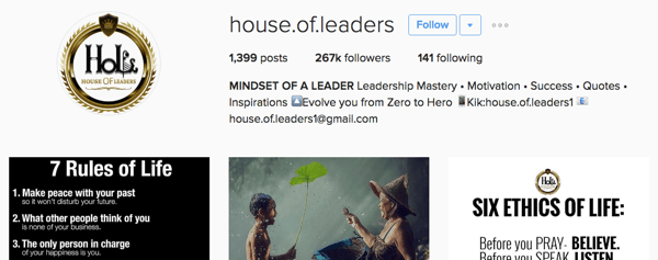 dům vůdců instagram bio