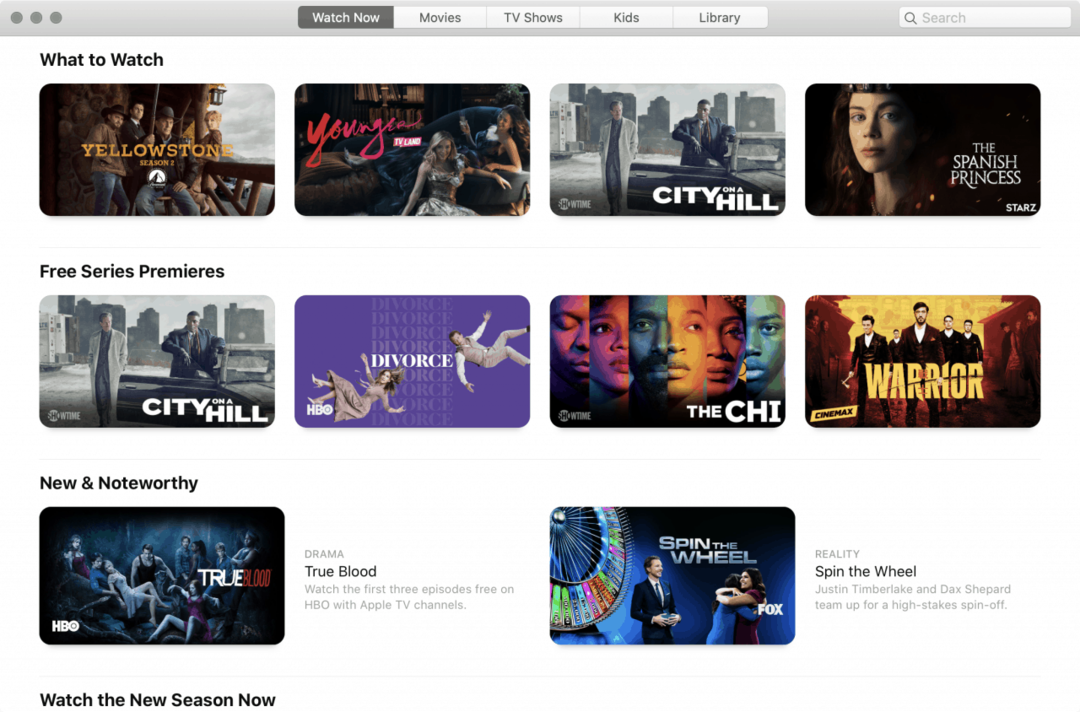 Aplikace Apple TV na MacOS Catalina