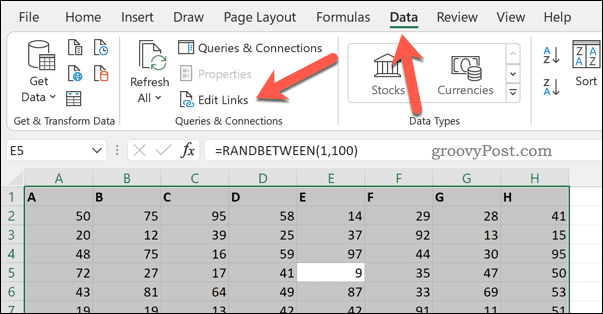 Úprava odkazů v Excelu