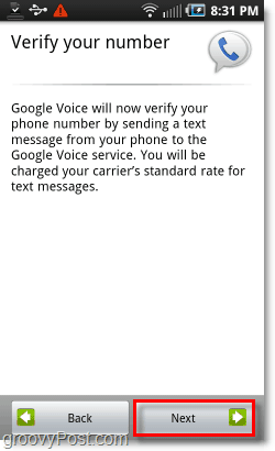 Ověřte číslo Google Voice v Android Mobile Config