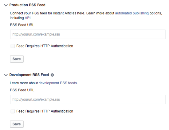 facebook okamžité články RSS feed