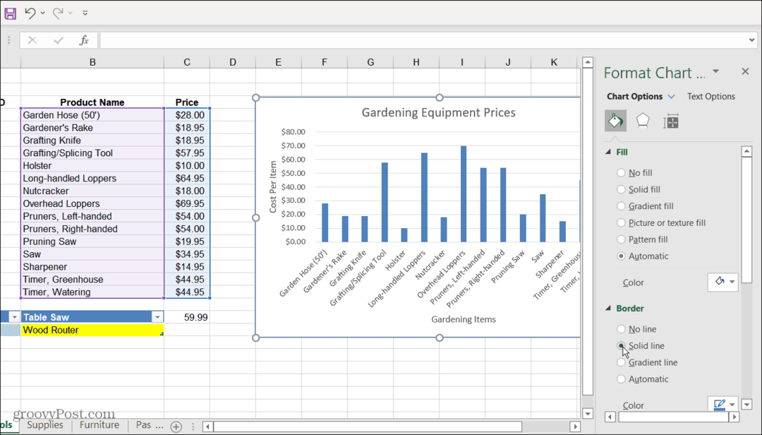  Nabídka možností formátování grafu Excel