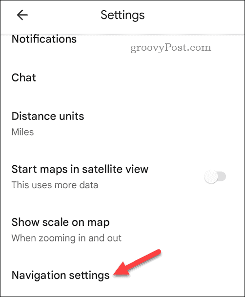 Otevřete nastavení mobilní navigace Map Google