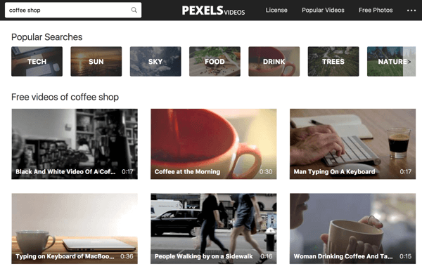 Pexels Videos usnadňuje vyhledávání klíčových slov pro videozáznamy.