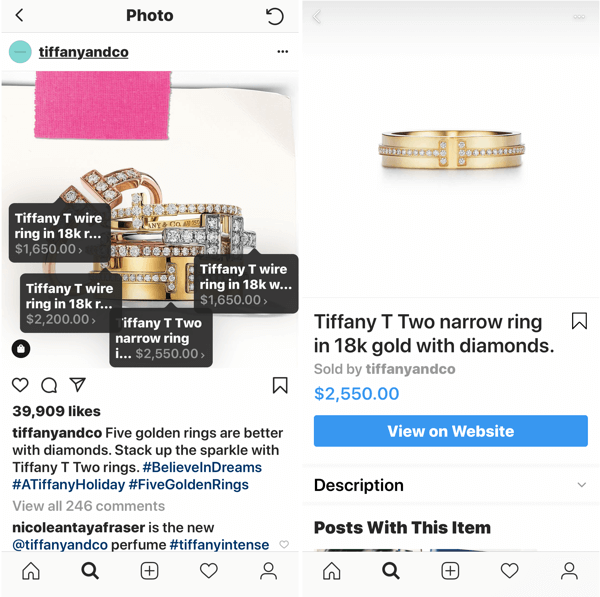 Jak vylepšit vaše instagramové fotografie, nakupovatelný příspěvek od Tiffany & Co.