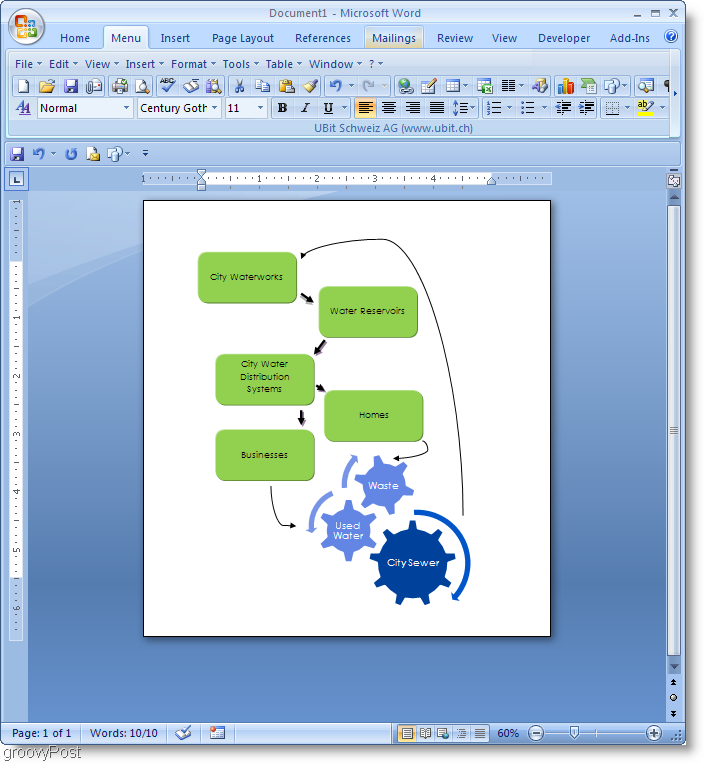 Příklad vývojového diagramu aplikace Microsoft Word 2007