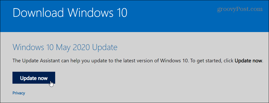 Jak upgradovat na Windows 10 May 2020 Update with Update Assistant