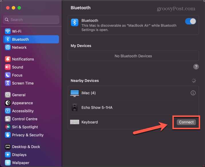 mac connect bluetooth klávesnice