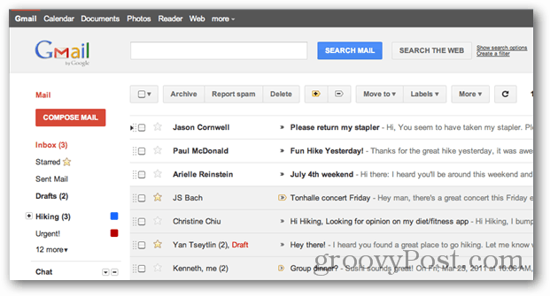Přepracování uživatelského rozhraní Gmailu