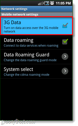 Android 3g data deaktivována