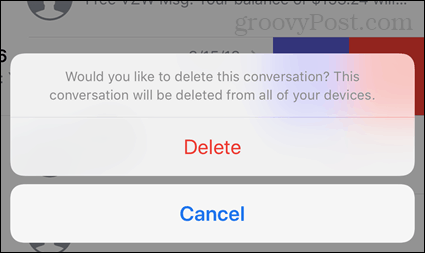 Odstranit potvrzení konverzace v iOS