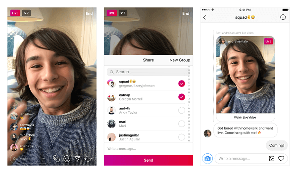 Instagram oznámil, že uživatelé nyní mohou soukromě posílat živá videa přes Direct Messaging