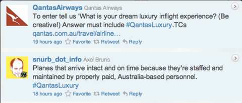 qantas hashtag response